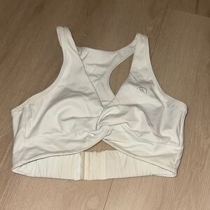 Allure Cream Twist Front Sports Bra
